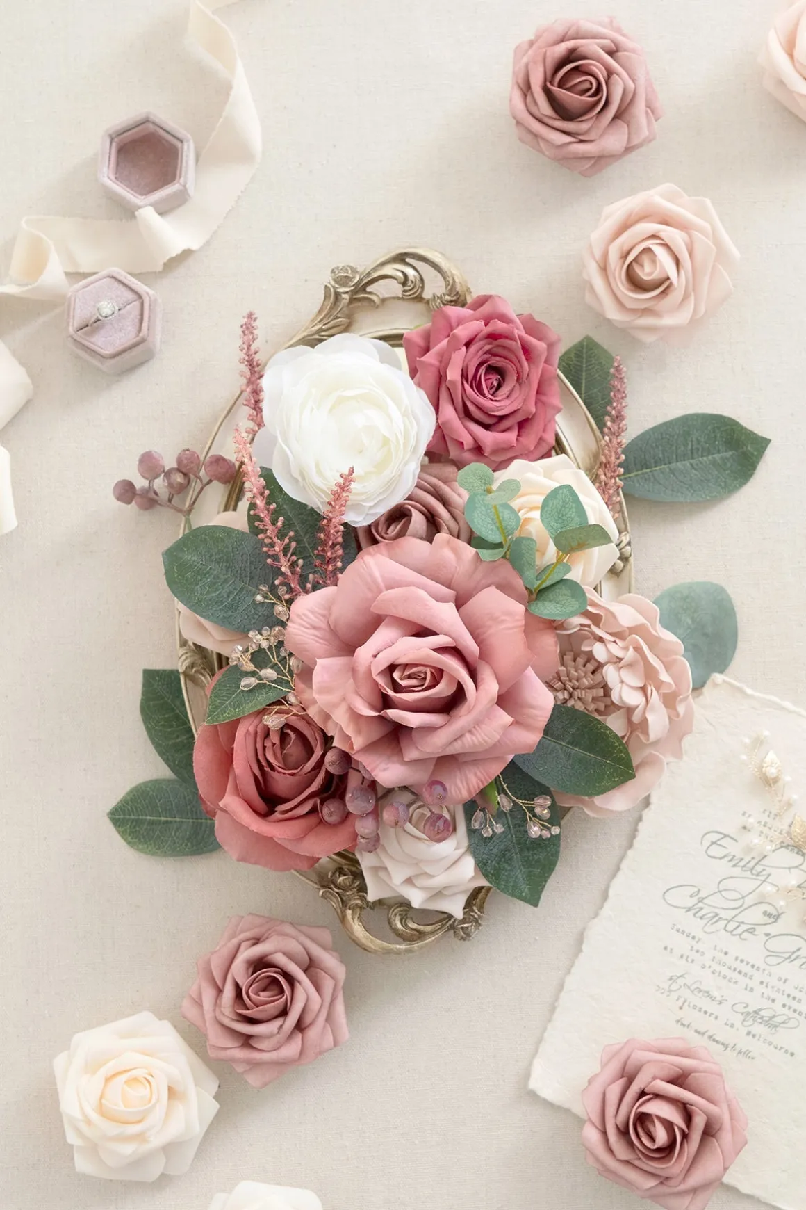 DIY Designer Flower Boxes in Dusty Rose & Cream