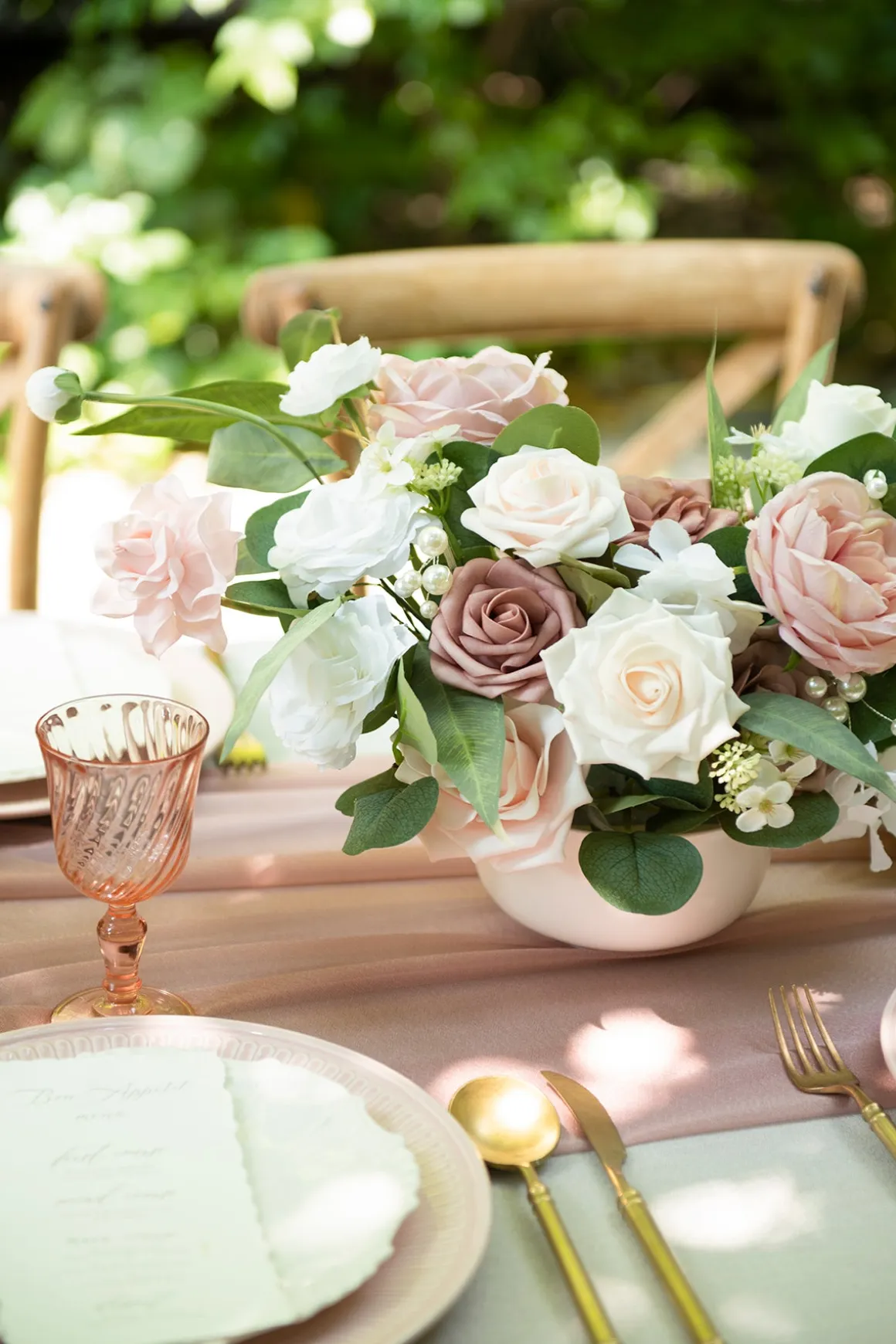 DIY Designer Flower Boxes in Dusty Rose & Cream