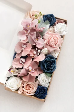DIY Designer Flower Boxes in Dusty Rose & Navy