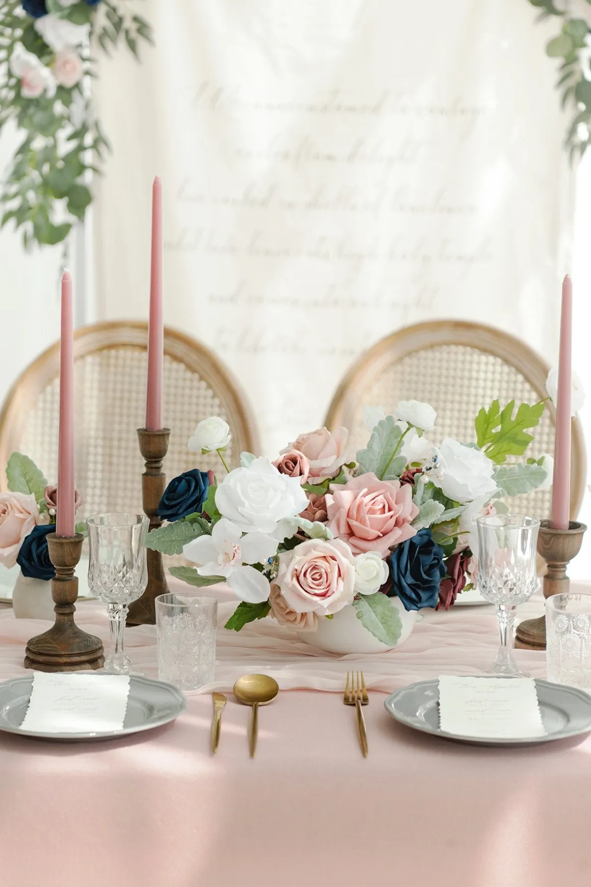 DIY Designer Flower Boxes in Dusty Rose & Navy