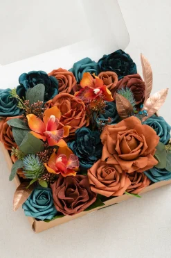 DIY Designer Flower Boxes in Dark Teal & Burnt Orange