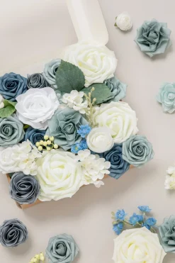 DIY Designer Flower Boxes in Dusty Blue & Navy