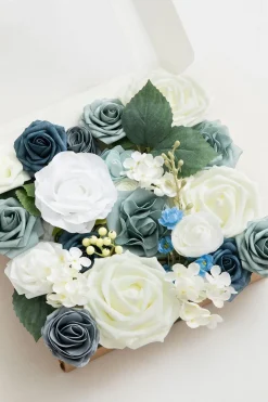 DIY Designer Flower Boxes in Dusty Blue & Navy