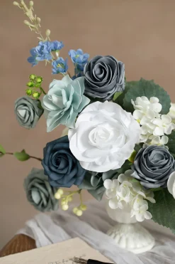 DIY Designer Flower Boxes in Dusty Blue & Navy