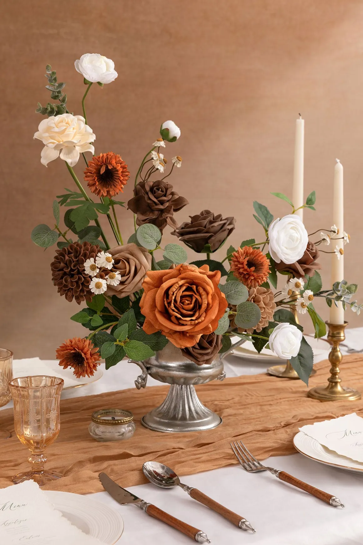 DIY Designer Flower Boxes in Earth Brown & Sand Beige & Burnt Orange (Deluxe Box)