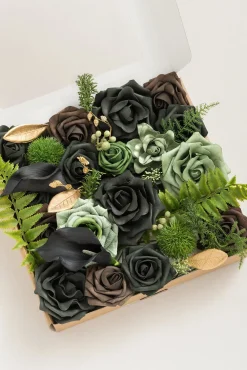DIY Designer Flower Boxes in Forest Green & Gold