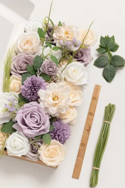 DIY Designer Flower Boxes in Lilac & Gold