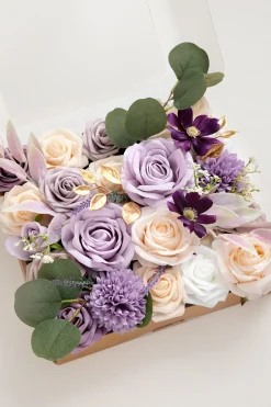 DIY Designer Flower Boxes in Lilac & Gold