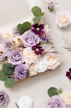 DIY Designer Flower Boxes in Lilac & Gold