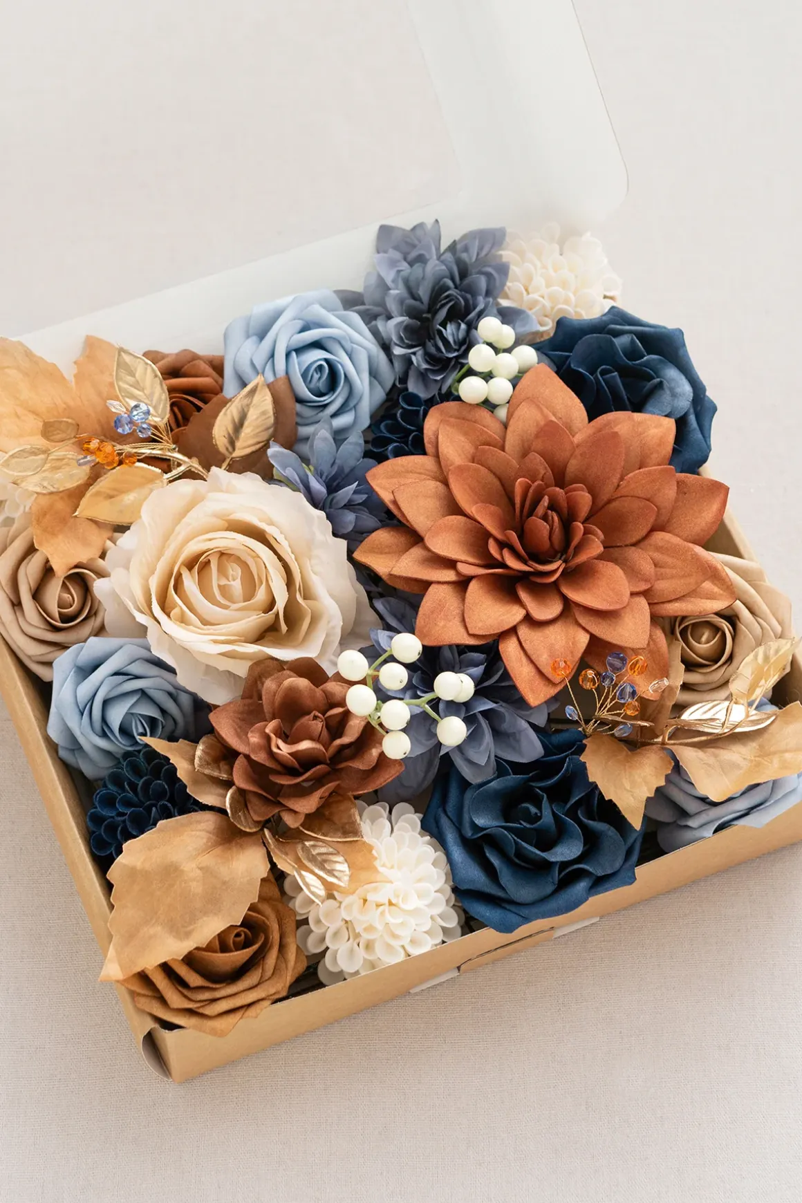 DIY Designer Flower Boxes in Russet Orange & Denim Blue