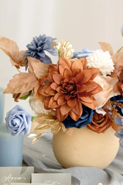 DIY Designer Flower Boxes in Russet Orange & Denim Blue