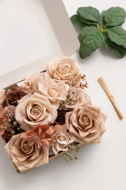 DIY Flower Box - Earth Brown & Sand Beige Roses(25pcs)