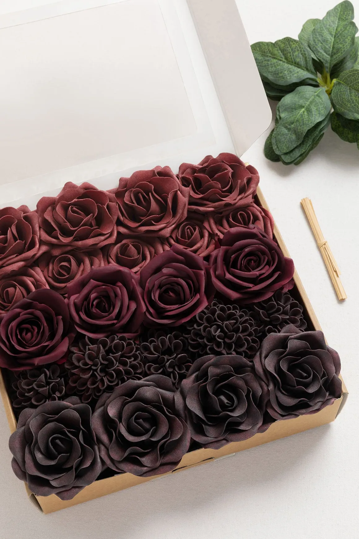 DIY Supporting Flower Boxes in Burgundy & Black Baccara