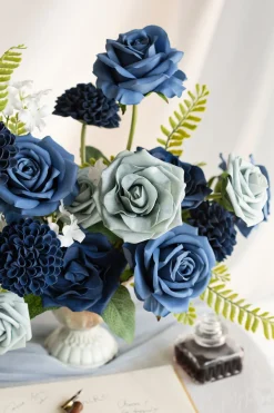 DIY Supporting Flower Boxes in Dusty Blue & Dutch Blue & Navy Blue