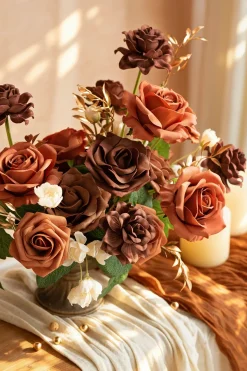 DIY Supporting Flower Boxes in Caramel & Walnut Brown & Baked Clay