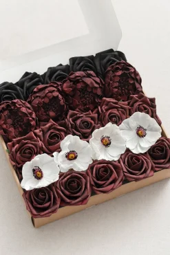 DIY Supporting Flower Boxes in Burgundy & Dusty Rose