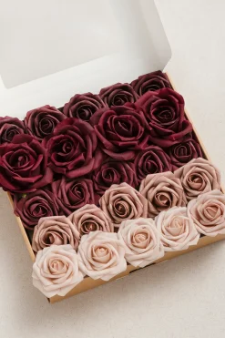 DIY Supporting Flower Boxes in Burgundy & Dusty Rose