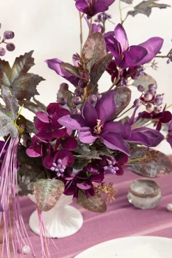 DIY Supporting Flower Boxes in Plum Velvet Wedding