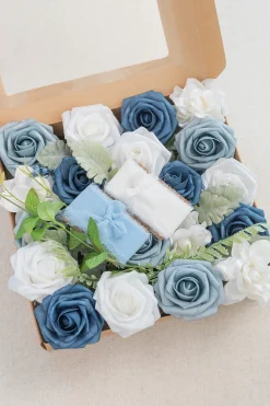 Dusty Blue & Navy Designer Flower Boxes
