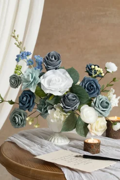 Dusty Blue & Navy Designer Flower Boxes