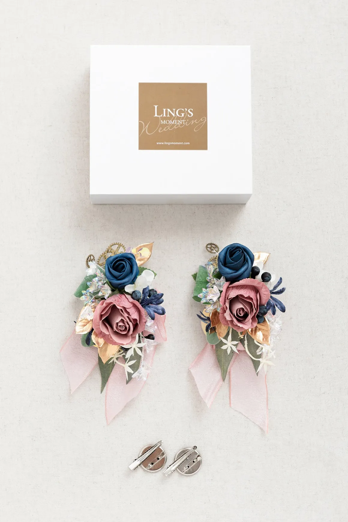 Flash Sale | Wrist Corsages & Shoulder Corsages in Dusty Rose & Navy Blue