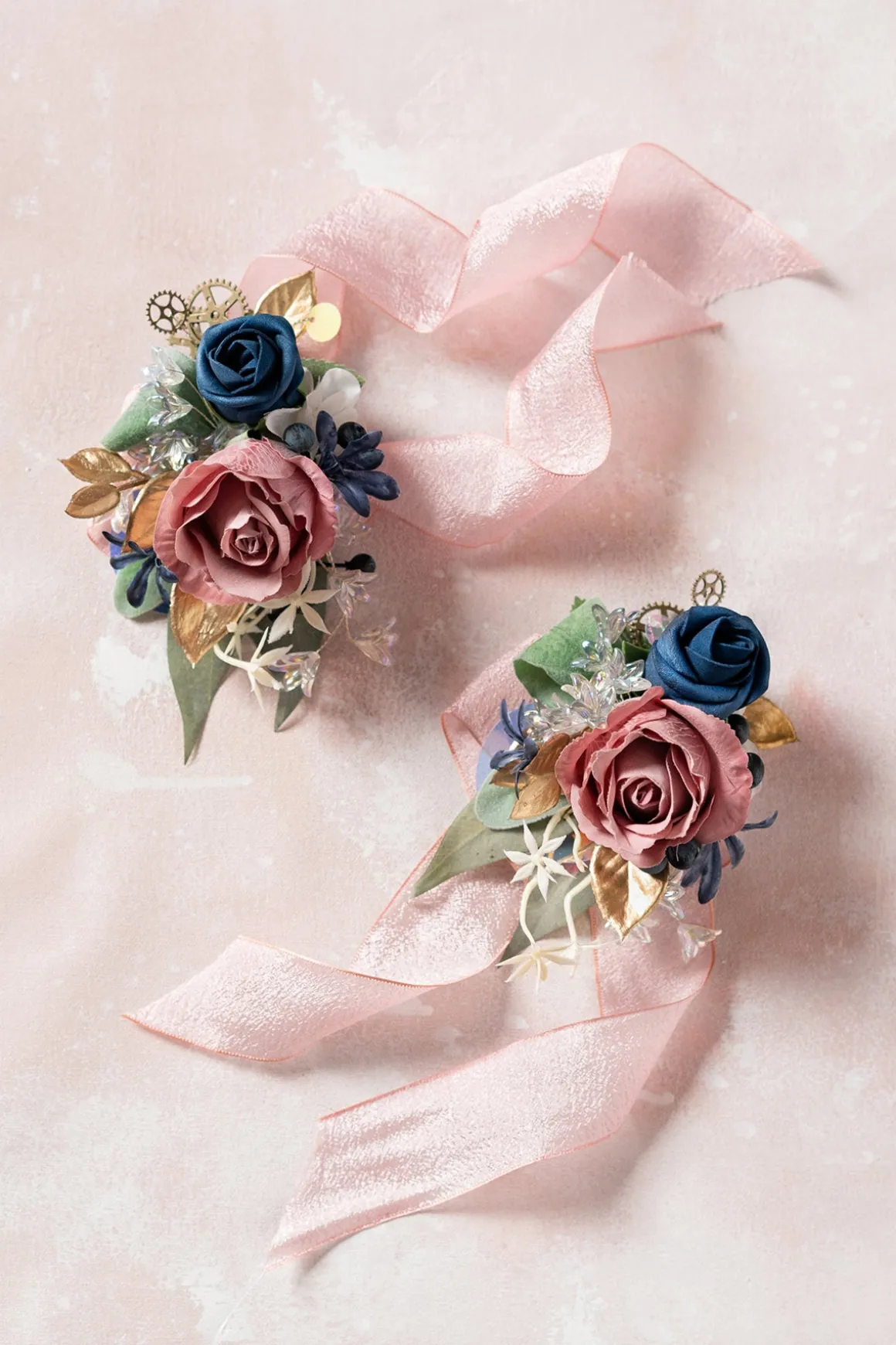 Flash Sale | Wrist Corsages & Shoulder Corsages in Dusty Rose & Navy Blue