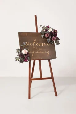 Flexible Combo Set Flower Sign Decor in Plum Velvet Wedding | Clearance