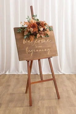 Flexible Combo Set Flower Sign Decor in Walnut Brown & Burnt Orange