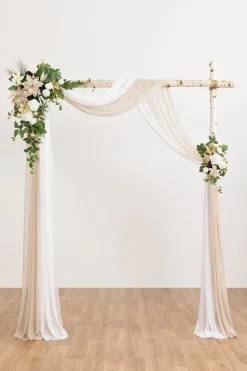 Flower Arch Decor with Drape in Gilded White Christmas Wedding