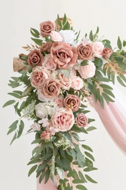 Flower Arch Decor with Drapes in Dusty Rose & Cream