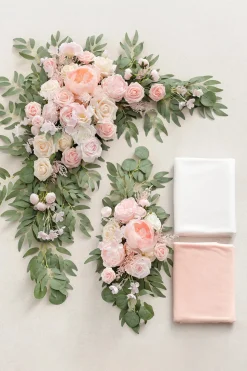 Flower Arch Decor with Drapes in Blush & Cream | Clearance