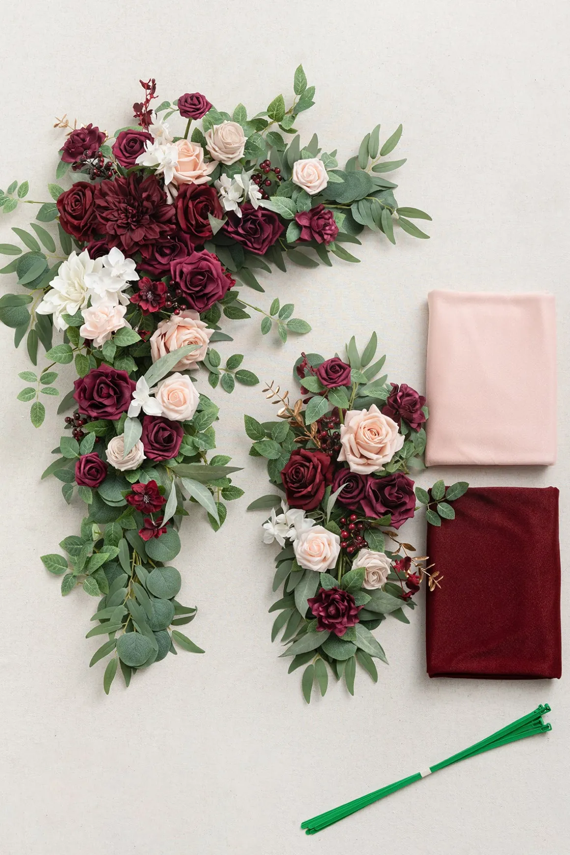 Flower Arch Decor with Drapes in Romantic Marsala