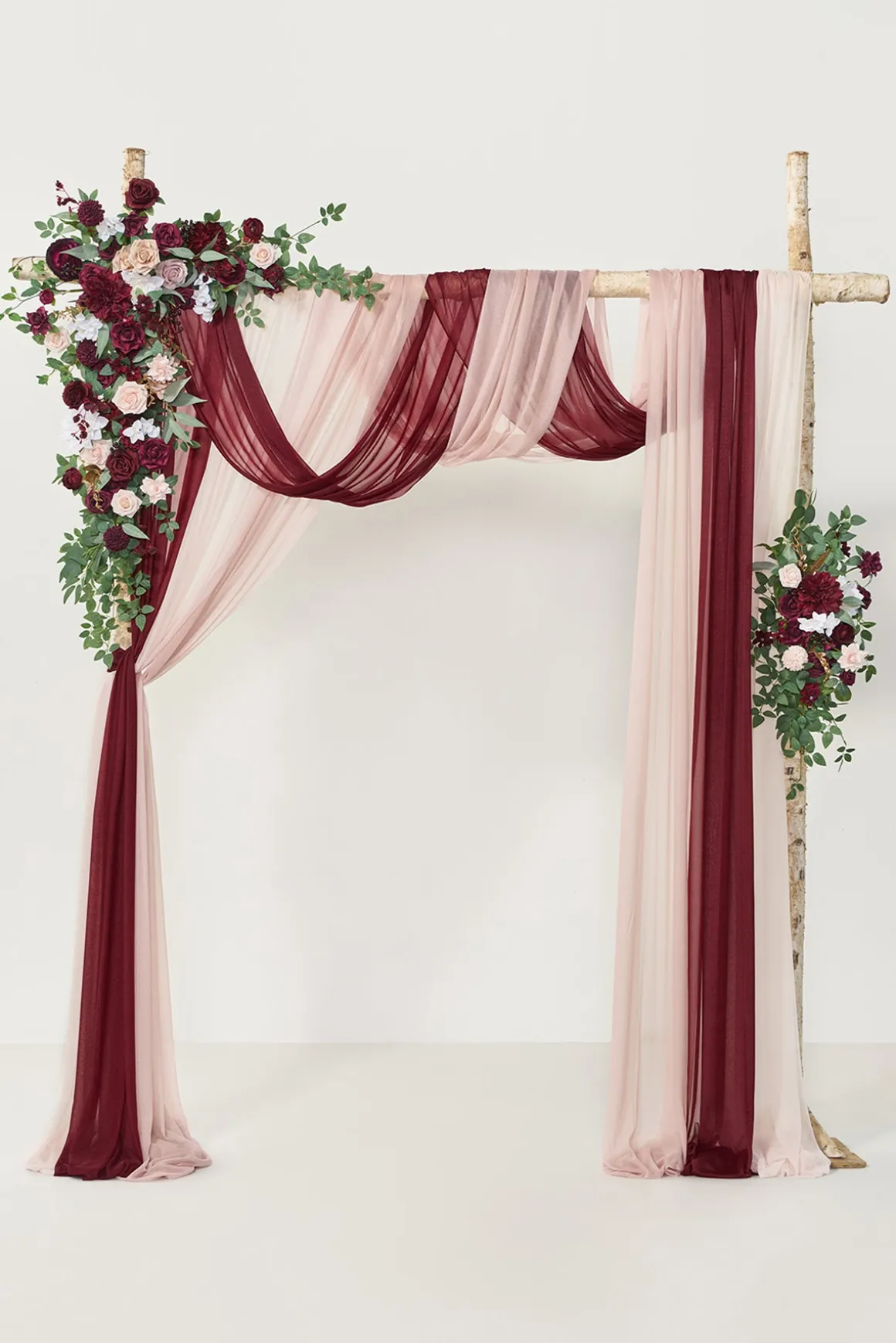Flower Arch Decor with Drapes in Romantic Marsala