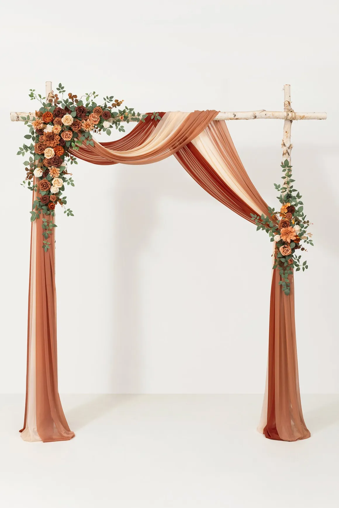 Flower Arch Decor with Drapes in Caramel & Burnt Orange | Clearance