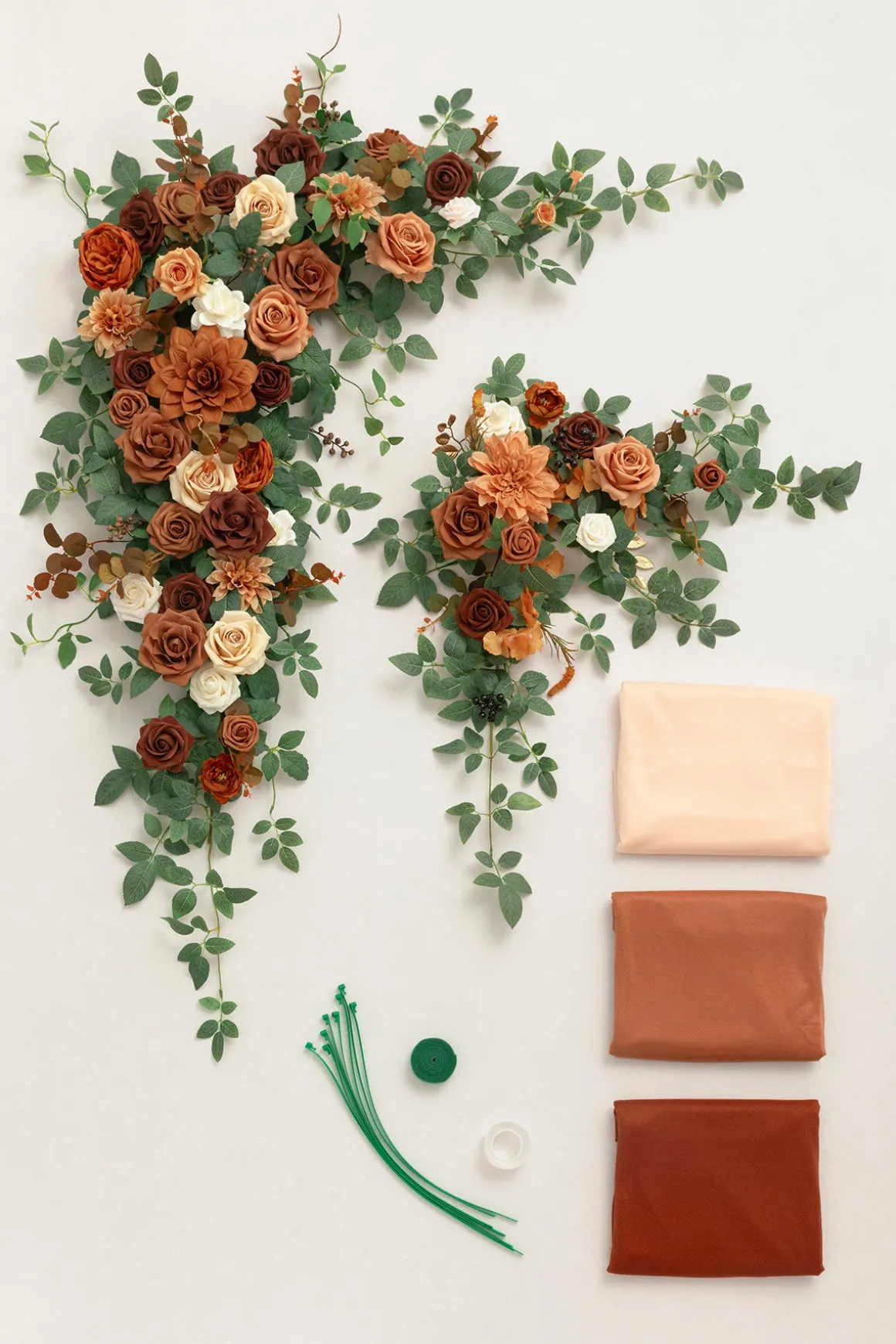 Flower Arch Decor with Drapes in Caramel & Burnt Orange | Clearance