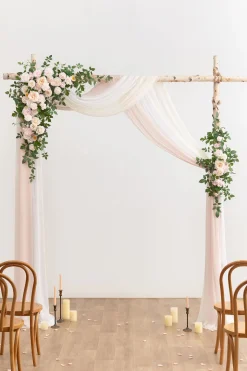 Flower Arch Decor with Drapes in Powder Pink & Cream