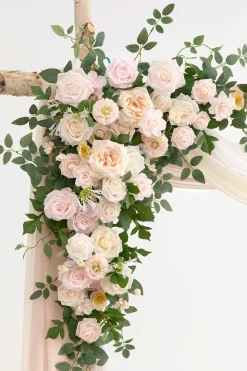 Flower Arch Decor with Drapes in Powder Pink & Cream