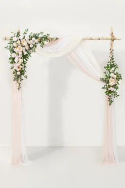 Flower Arch Decor with Drapes in Powder Pink & Cream