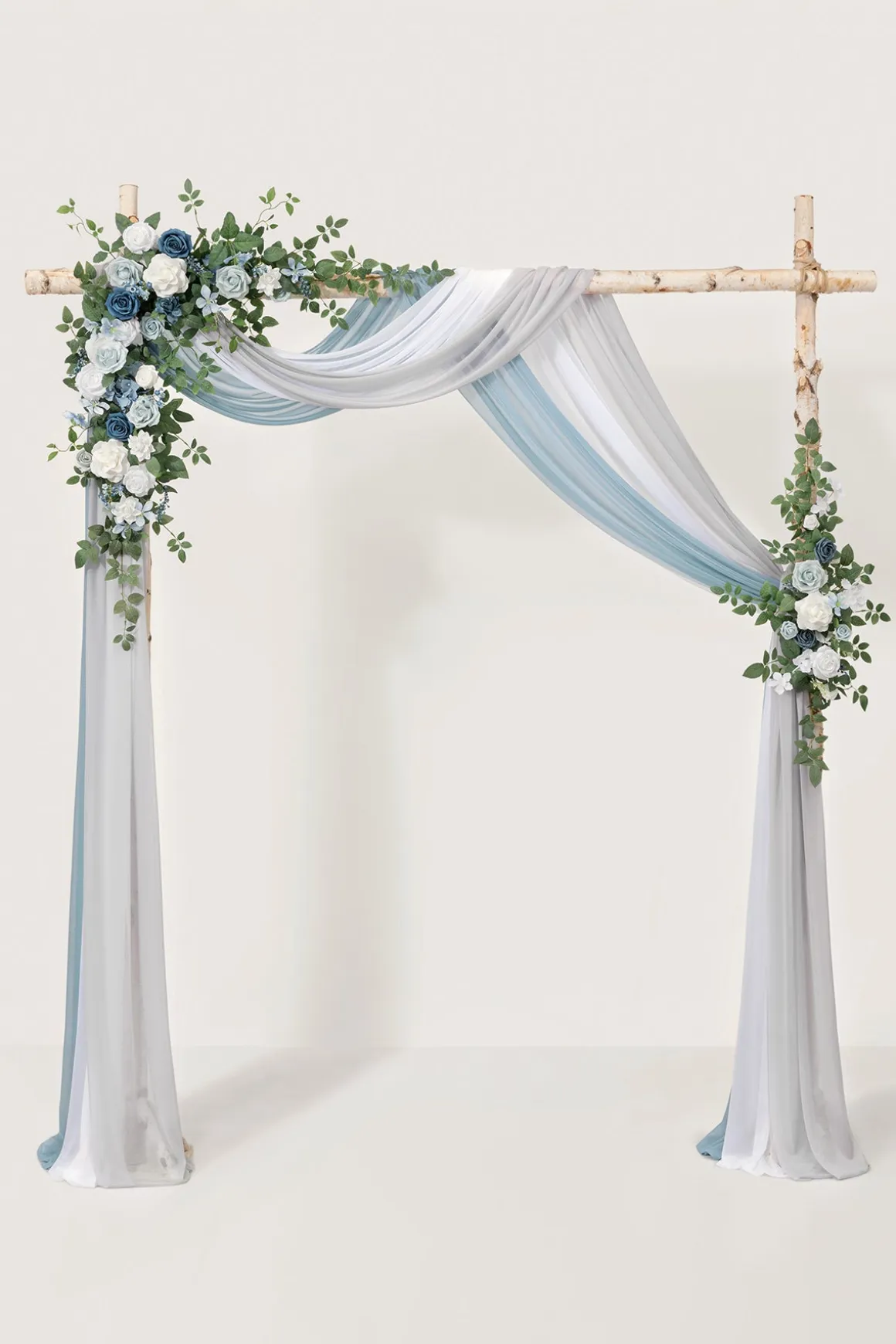 Flower Arch Decor with Drapes in Dusty Blue & Dutch Blue | Clearance
