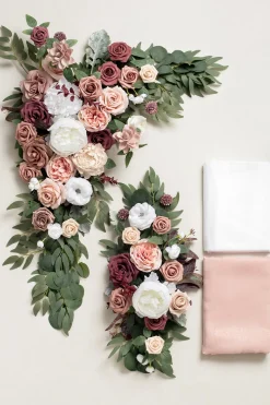 Flower Arch Decor with Drapes in Dusty Rose & Mauve
