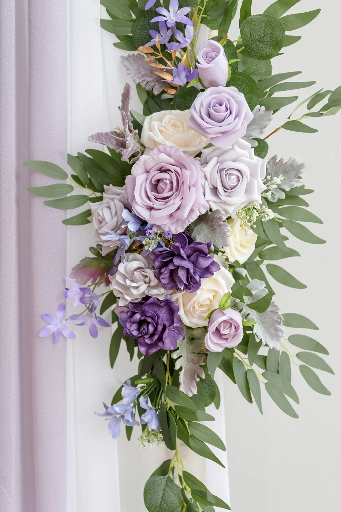 Flower Arch Decor with Drapes in Lilac & Gold (Set of 5) | Clearance