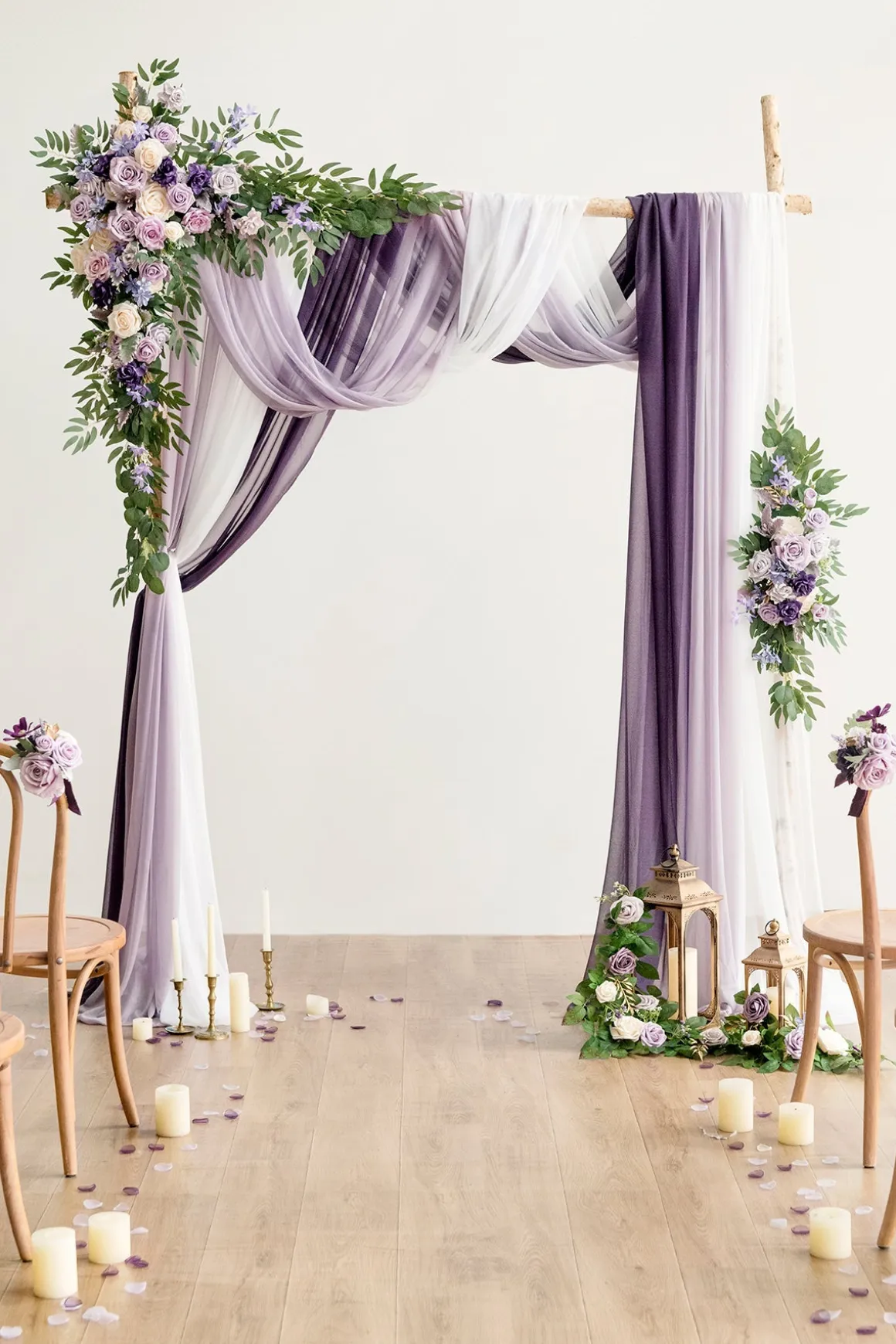 Flower Arch Decor with Drapes in Lilac & Gold (Set of 5) | Clearance