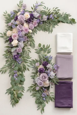 Flower Arch Decor with Drapes in Lilac & Gold (Set of 5) | Clearance
