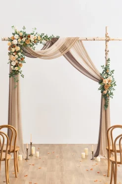 Flower Arch Decor with Drapes in Apricot & Soft Peach | Clearance
