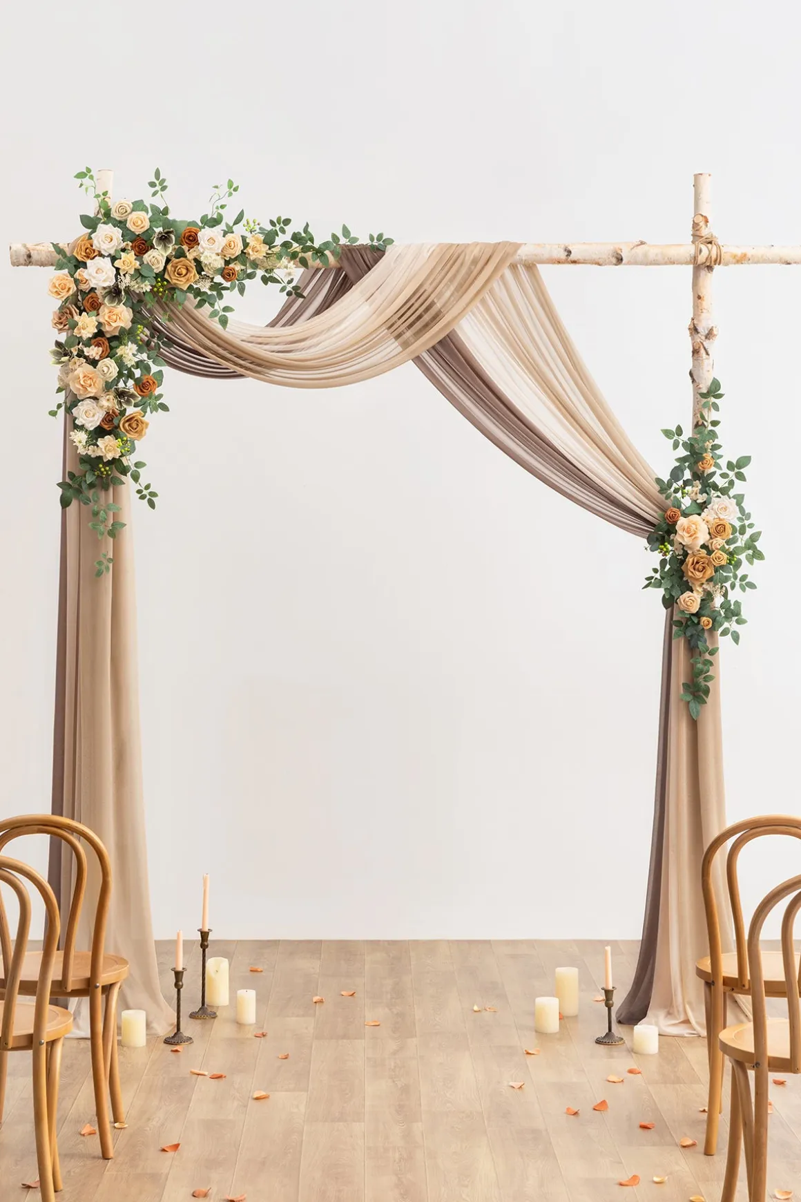 Flower Arch Decor with Drapes in Apricot & Soft Peach | Clearance