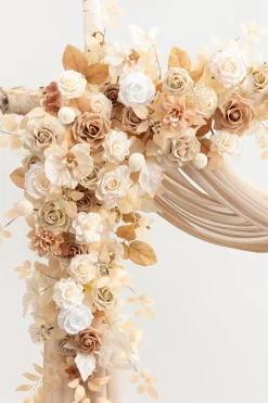 Flower Arch Decor with Drapes in Tawny Beige & Sand Beige | Clearance