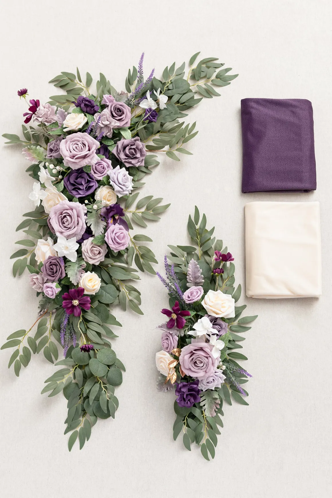 Flower Arch Decor with Drapes in Lilac & Gold (Set of 4)