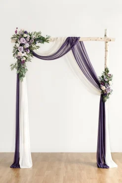 Flower Arch Decor with Drapes in Lilac & Gold (Set of 4)