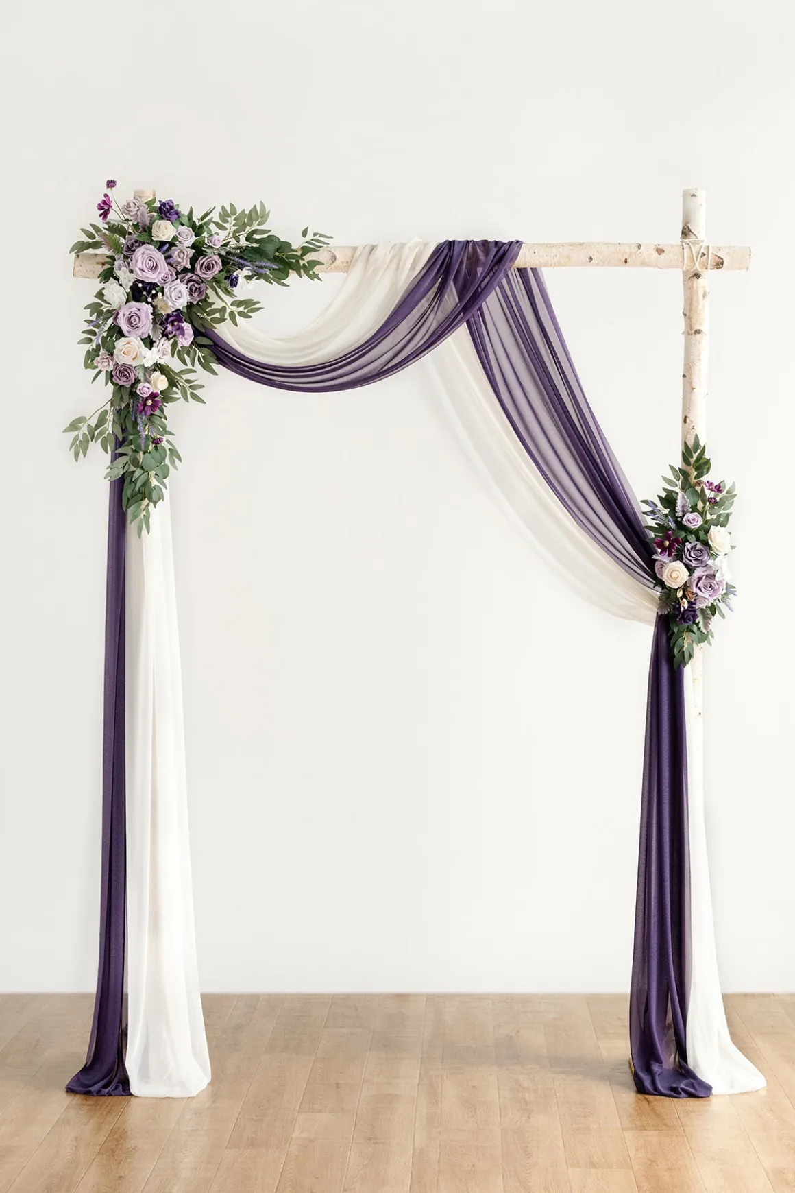 Flower Arch Decor with Drapes in Lilac & Gold (Set of 4)