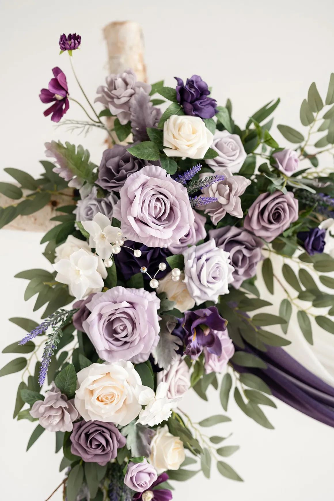Flower Arch Decor with Drapes in Lilac & Gold (Set of 4)